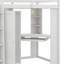 Lit mezzanine simple avec garde-robe spacieuse et poste de travail intégrés, lit surélevé tout-en-un pour économiser de l'espace avec tablette à clavier coulissante, point de charge et deux lampes en métal-375217682