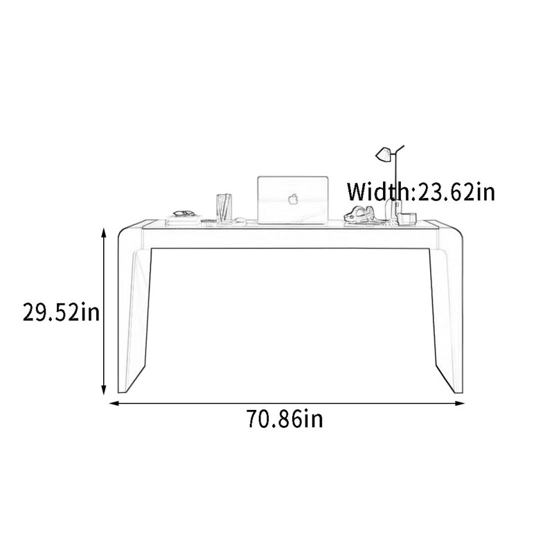 Bureau en cuir Saddle, H 29,52 po x l 70,86 po x P 23,62 po