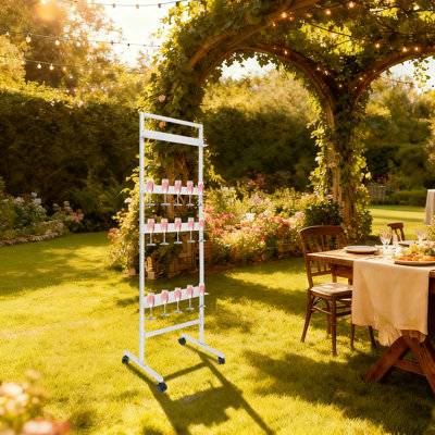 Champagne Glass Holder For Party, 4-Tier Metal Champagne Flutes Display Stand, Champagne Glass Holder With Wheels by Wrought Studio