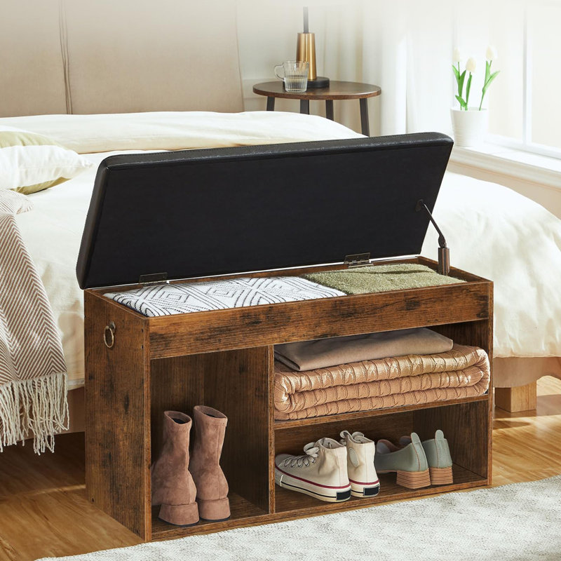 Banc de rangement rembourré en similicuir Colesha