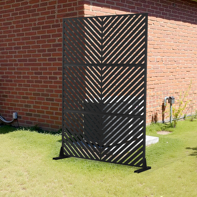 Écran d'intimité en métal - 4 pi x 6 pi, autoportant ou mural, polyvalent pour l'intérieur et l'extérieur, Noir