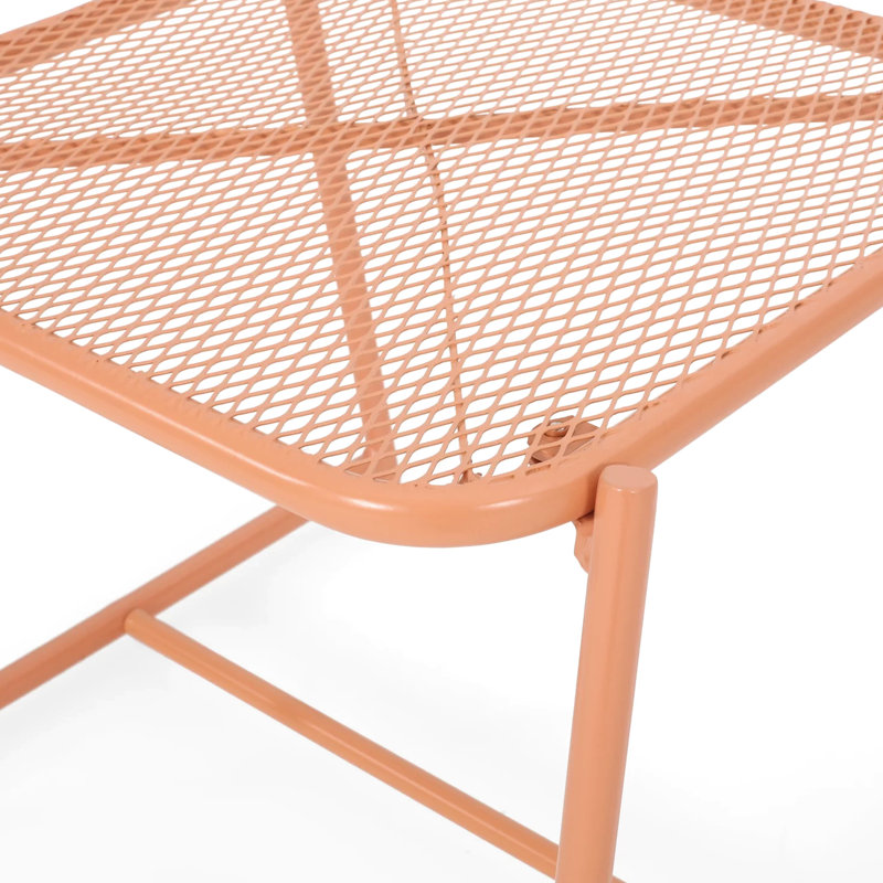 Modern Mesh Side Table - 15.5"H Orange Iron Construction 16.38"H In