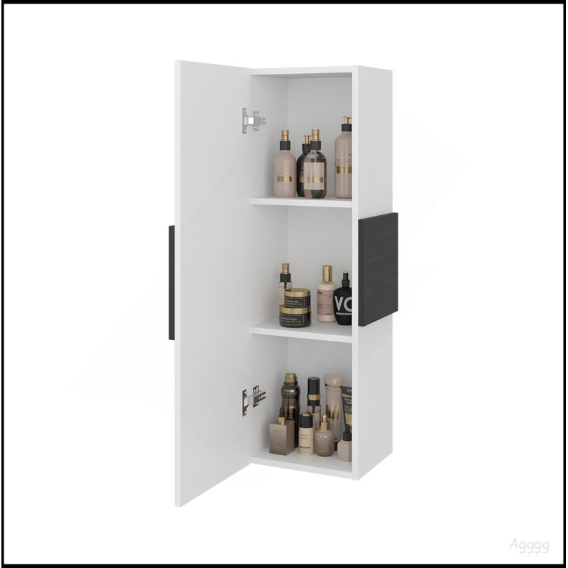 Armoire à porte simple H 38 po, trois tablettes, blanc Magna