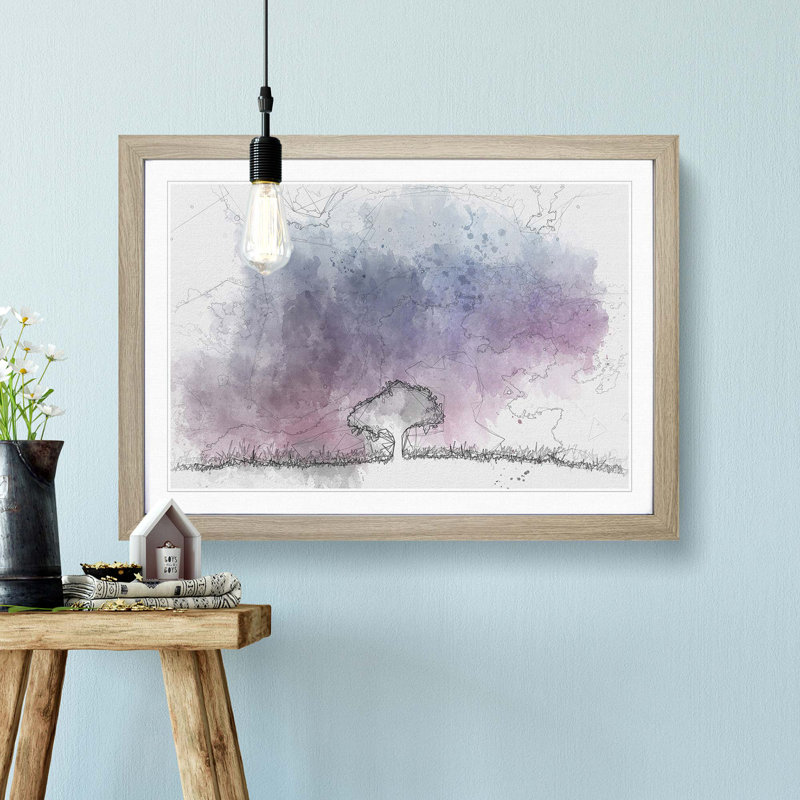 Tree Under the Cosmos in Abstract - Framed Print, Oak, 60cm H x 91cm W x 2cm D