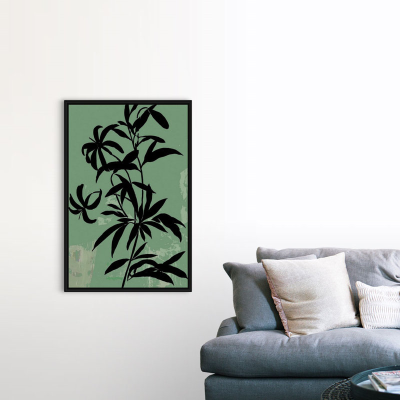 «Green Silhouette I», art mural sur toile, Toile avec cadre noir, H 50 po x l 34 po