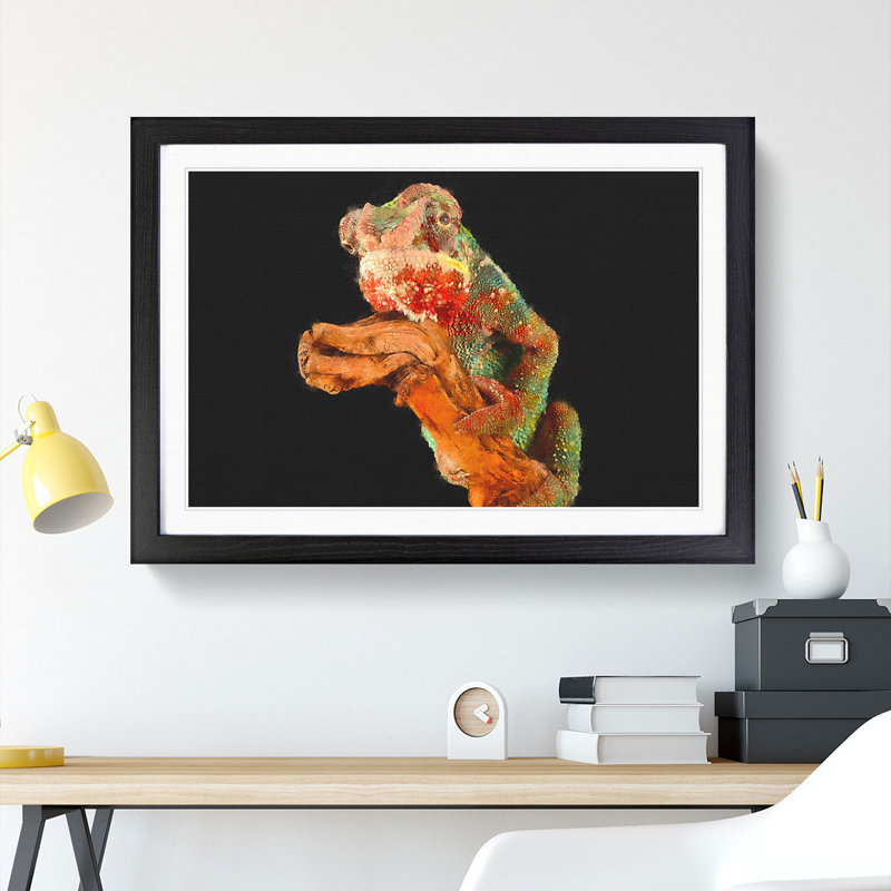 Chameleon - Framed Print, 48cm H x 65cm W x 2cm D, Black Framed