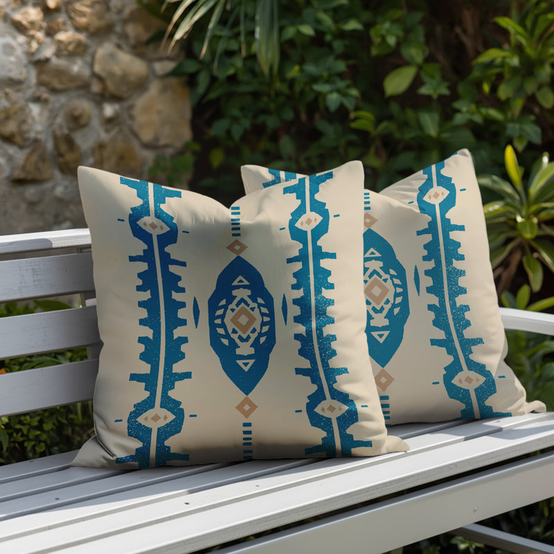 Oreiller réversible intérieur / extérieur Malia, 20 x 20, Turquoise