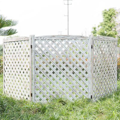 98.4cm H x 242.6cm W White Wood Fencing 3 Panels Included