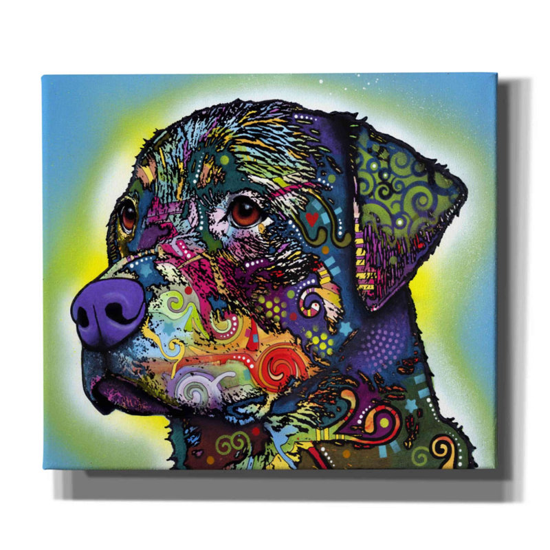 «The Rottweiler» par Dean Russo, impression sur toile tendue