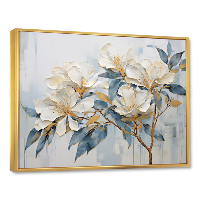Essence de Rhododendron Simplicité III, H 34 po x l 44 po x P 1,5 po, Cadre flottant doré