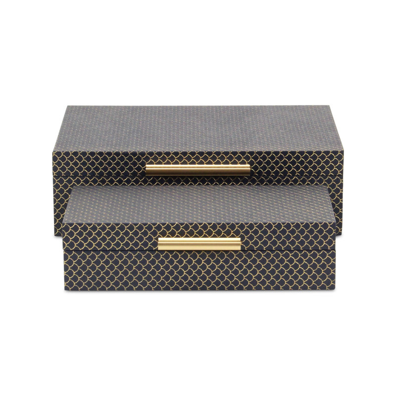 Mariline Elegant Fish Scale Pattern Rectangular Box Set, Navy