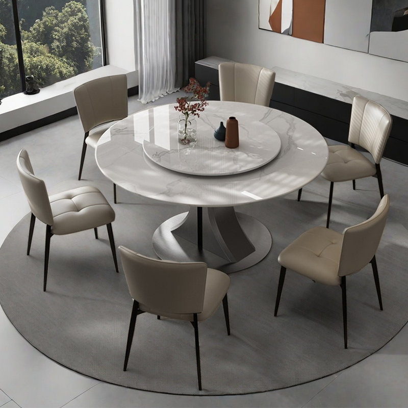 Ensemble de table de salle à manger moderne et simple en faux marbre, H 29,52 po x L 47,24 po x l 47,24 po, 5