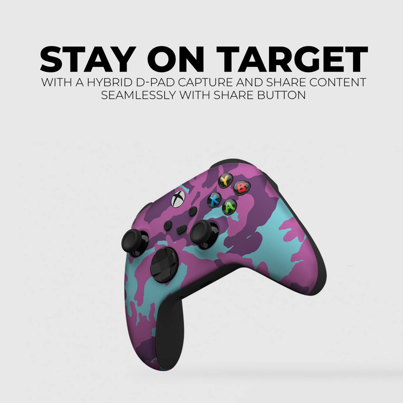DreamController - Camouflage mauve personnalisé avec télécommande X-Box compatible avec X-Box One / Series X / S Fièrement personnalisé aux États-Unis avec impression permanente par HYDRO-DIP (PAS JUSTE UNE PEAU)