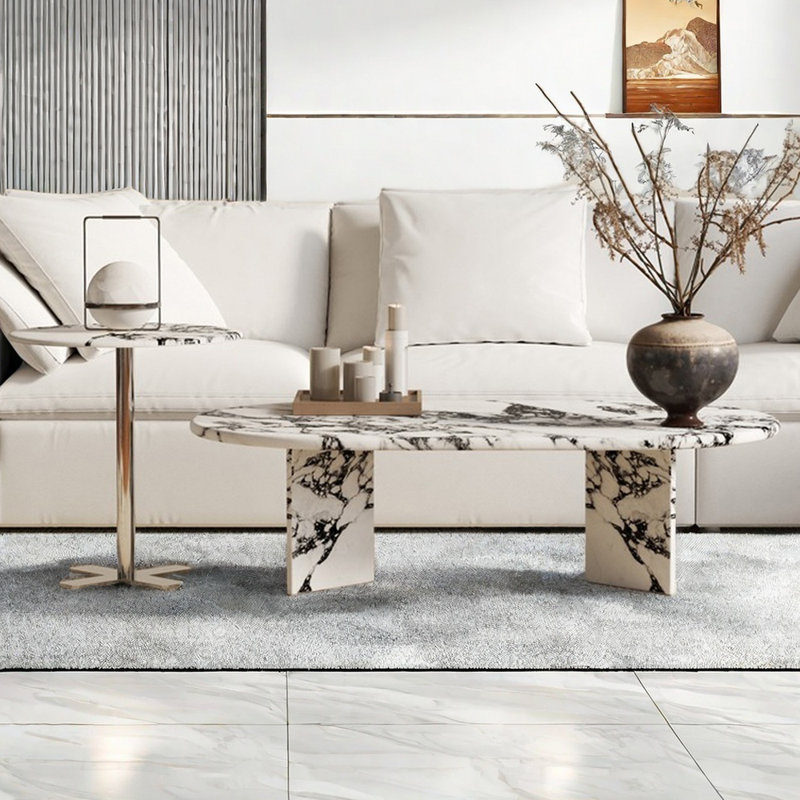 Cream style simple modern marble coffee table