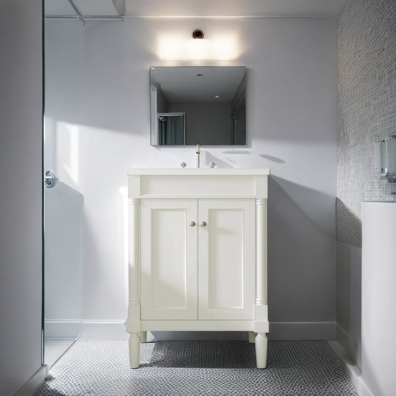 Deleah 24'' Single Bathroom Vanity with Ceramic Top, White