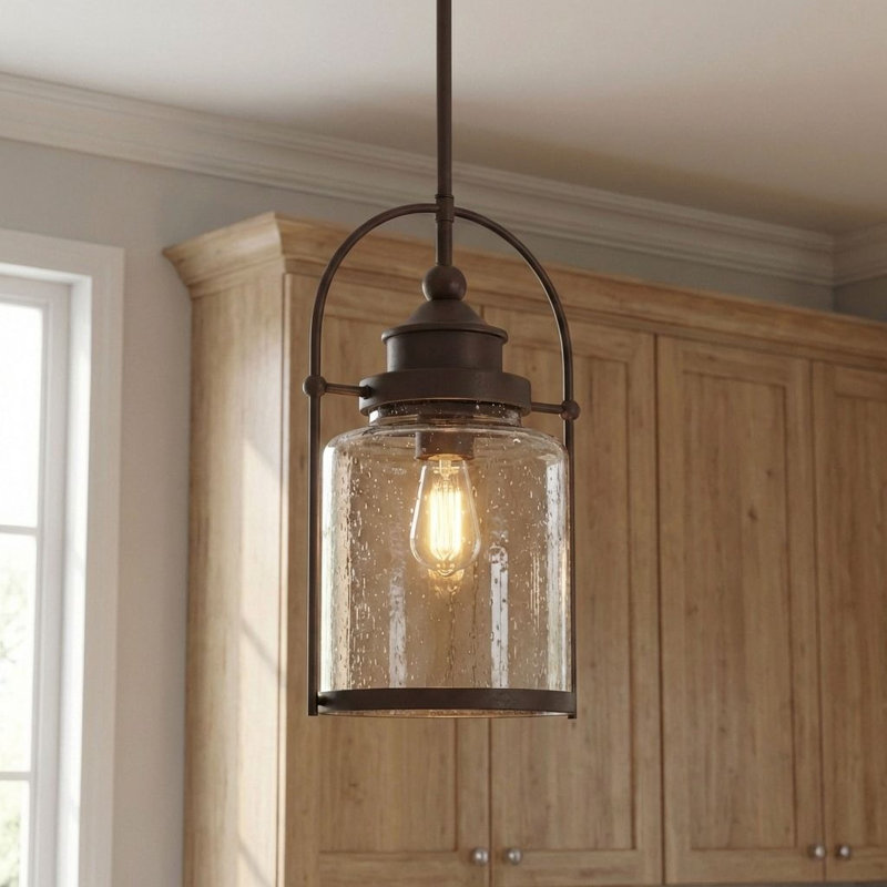 Payson 1-Light Western Bronze Mini Pendant Light, Western Bronze, 18" H x 9.75" W x 9" D
