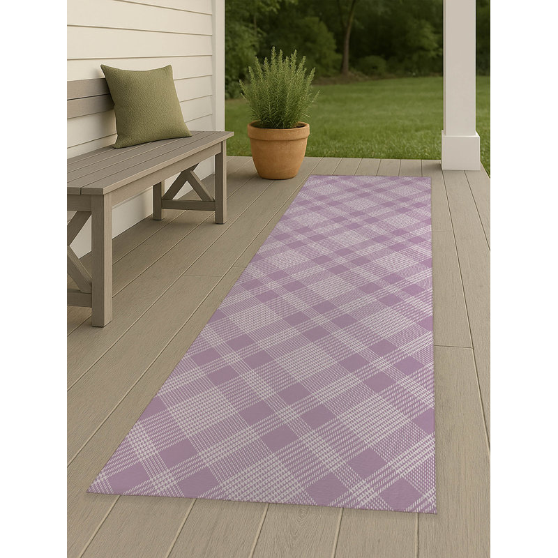 Tapis d'extérieur antidérapant Lily Tartan, Tapis de couloir 2 pi 6 po x 8 pi