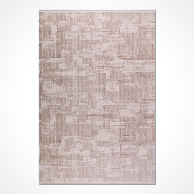 Modern/Abstract Cream Machine Washable Non-Slip Area Rug