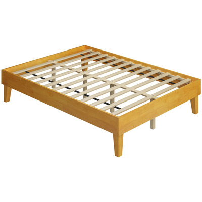 Multi-sized Wooden Platform Bed Frame with Sturdy Slat Support