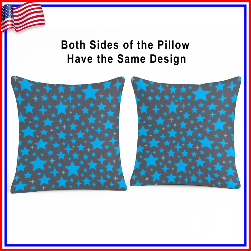 Blue Star Pattern Double Sided Throw Pillows, 16 x 16 inches