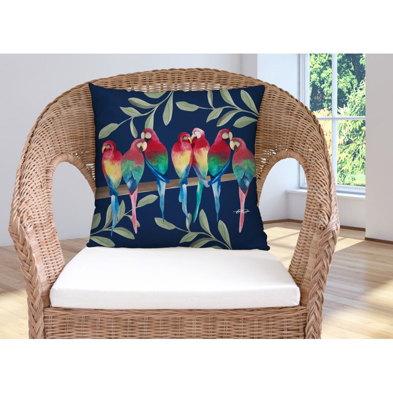 Housse et insert de coussin carré extérieur Sky Flocked Together Birds, 20 po x 20 po, Bleu marine
