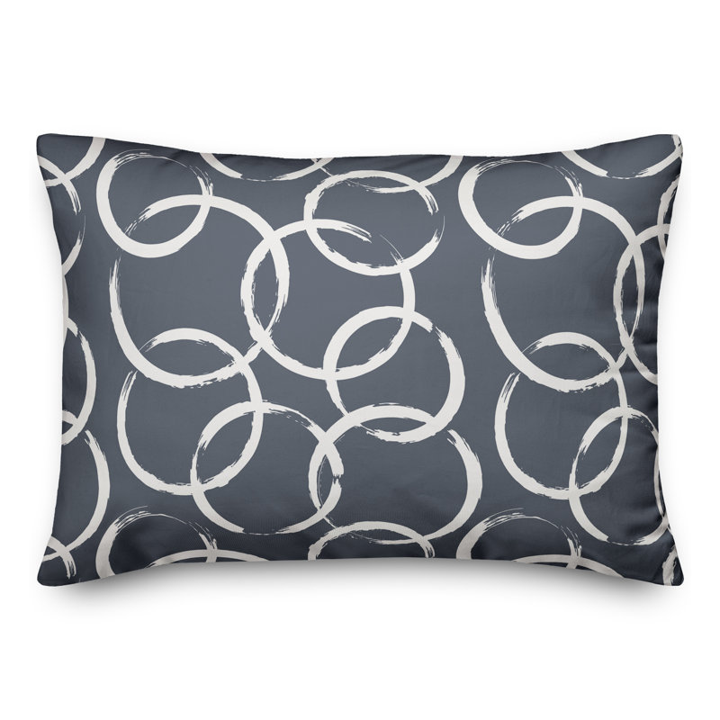  Coussin décoratif géométrique intérieur / extérieur en polyester, Ardoise, H 18 po x l 25 po