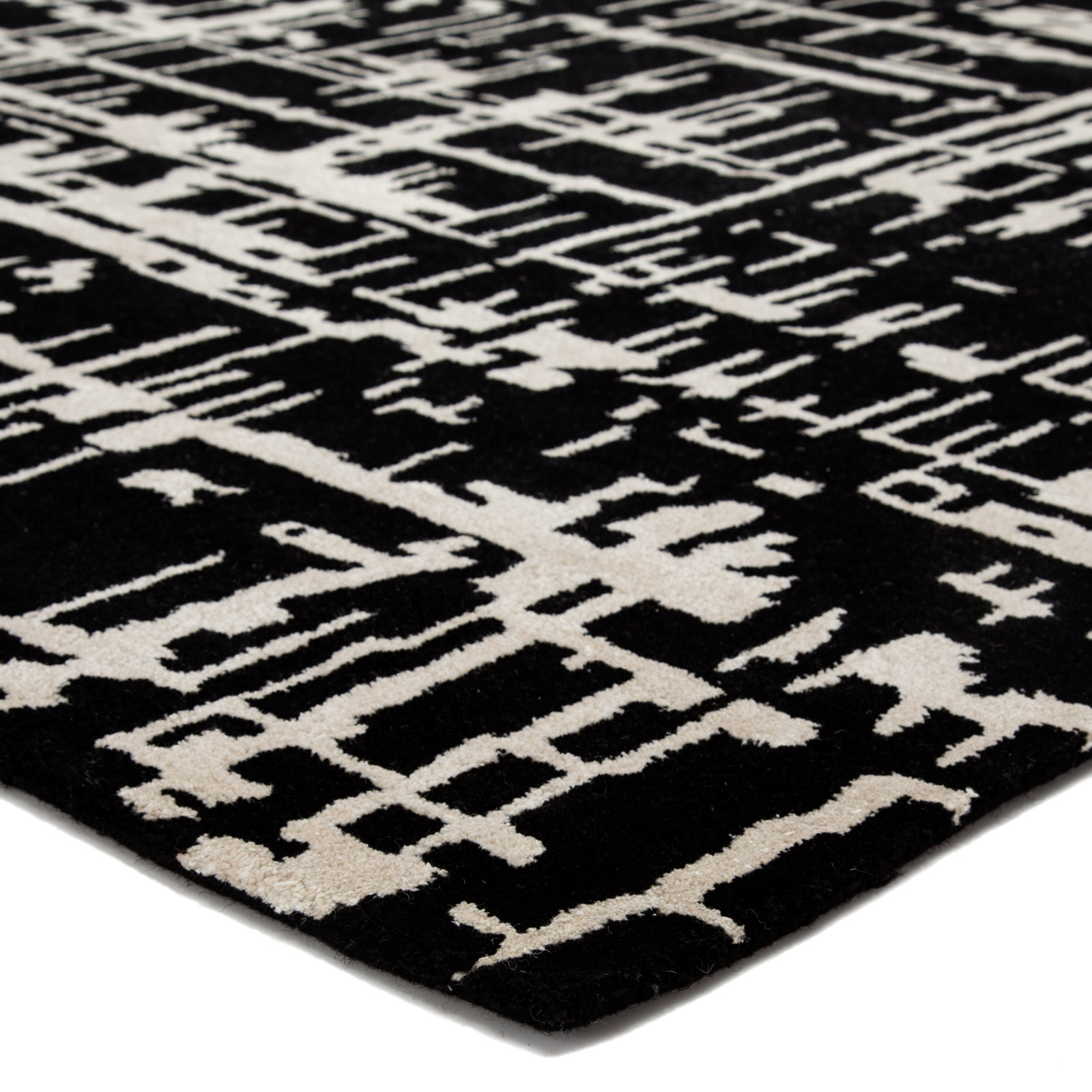 Brannon Black Hand-Tufted Abstract Rug, Rectangle 2' x 3'