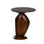 Table d'appoint ronde en bois de manguier avec piédestal sculpté et finition teinte
