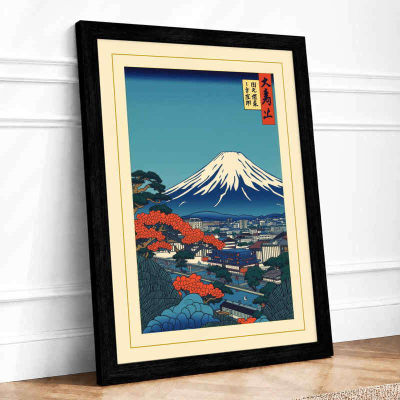 Mount Fuji At Distance Japandi - Print, Black, A4 - 29.7 x 21.0 cm