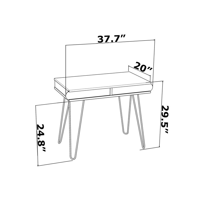 Bureau moderne à 2 niveaux avec pieds en métal Lora