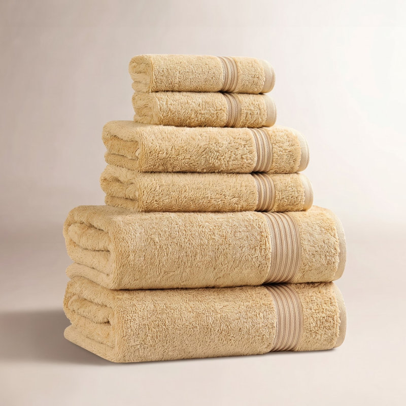 Guadlupe Heritage Egyptian Cotton Soft 12 Piece Bathroom Towel Set, Gold
