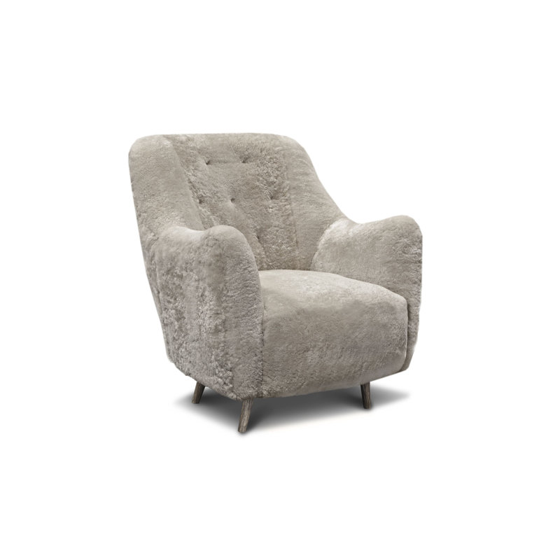 Molly Tufted Armchair, Espresso, Light Gray Wool