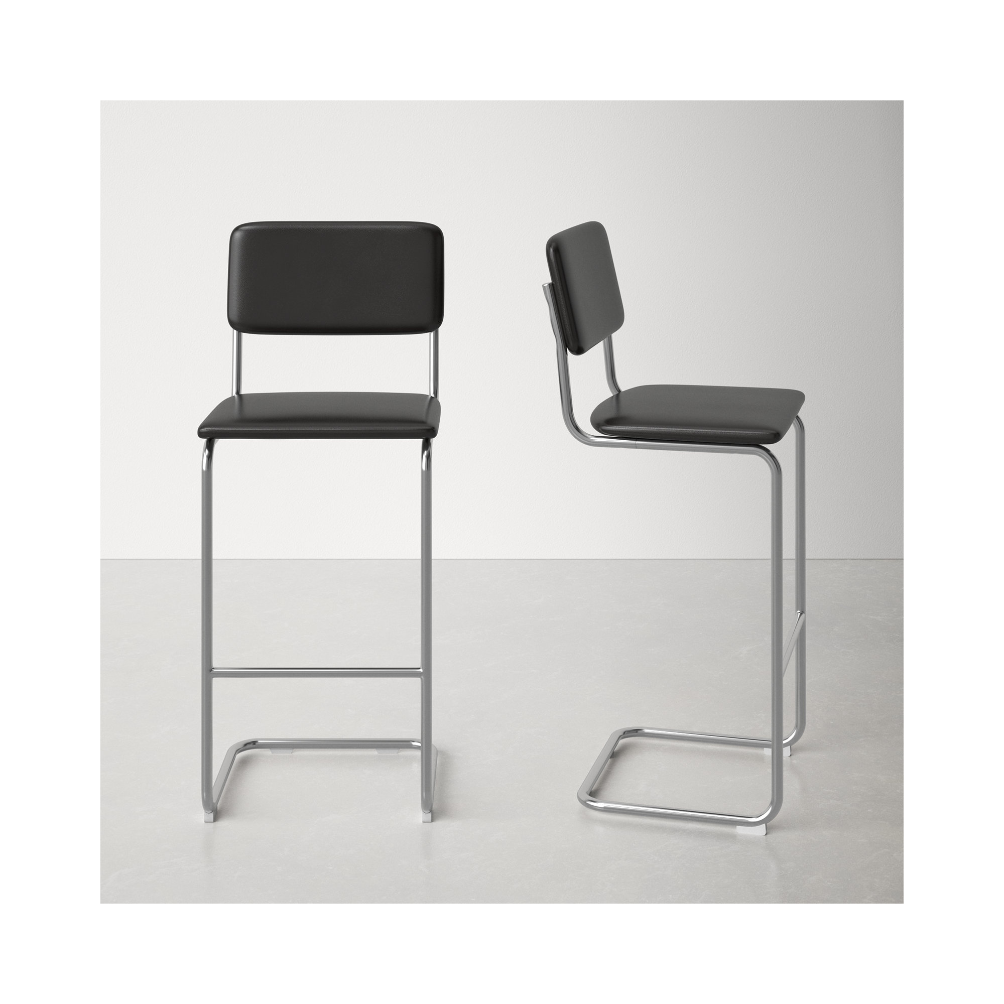 Walsh Vegan Leather Bar & Counter Stool, Midnight Black Vegan Leather, Bar Stool (30" Seat Height)