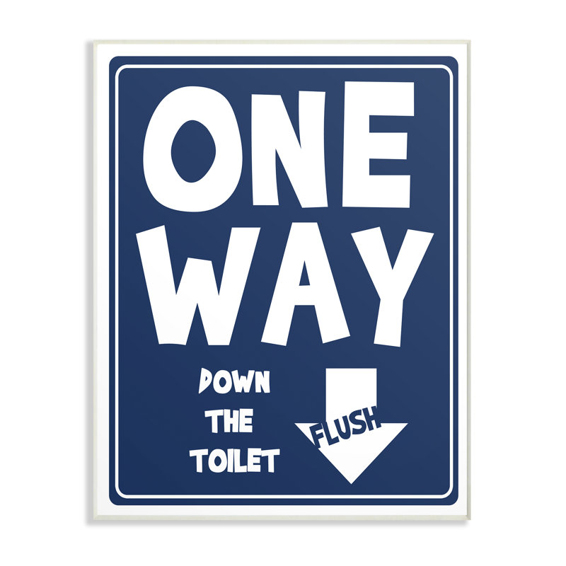 «One Way Down toilettes», reproduction d'art textuel sur toile, H 15 po x l 10 po, Plaque murale