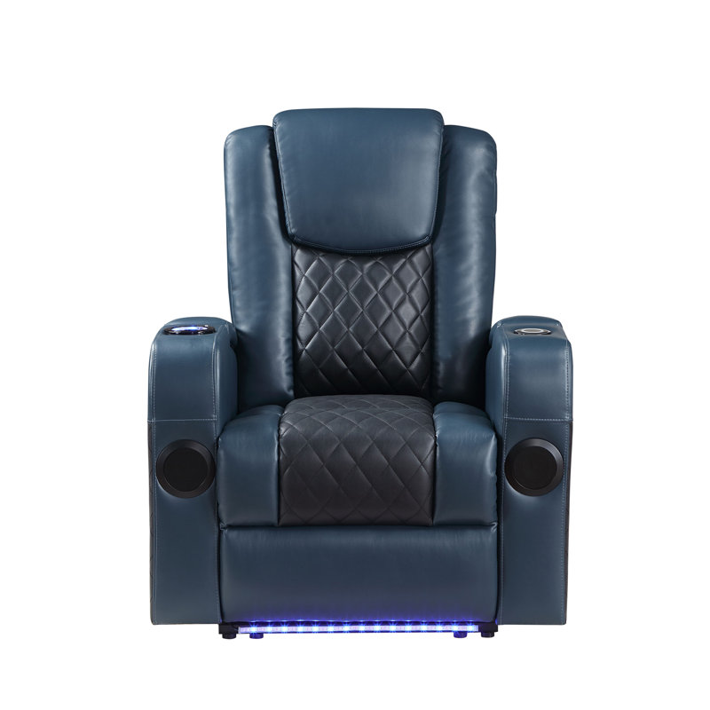 Fauteuil inclinable électrique Aair avec Bluetooth Alair, Black/Blue Faux Leather