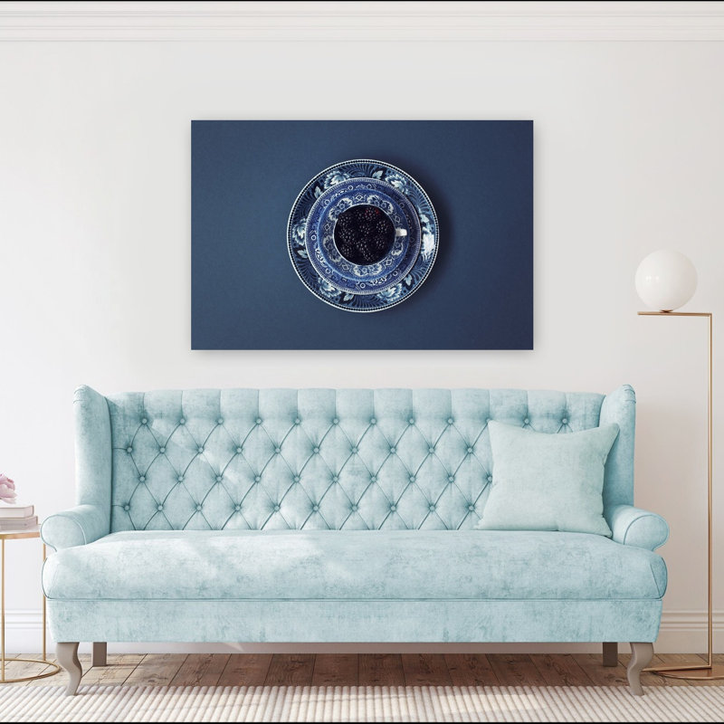 «Blue China Blackberries Elegant Contemporary», impression murale, 40" H x 60" W