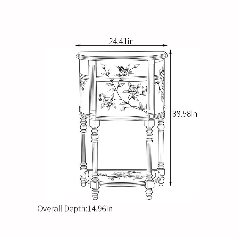 Half-Moon Cabinet with Hand-Painted Accents