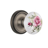 Classic Rosette with White Rose Porcelain Door Knob