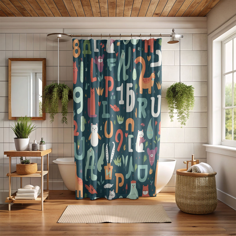 Fonts - Rideau de douche Premium, H 74 po x l 71 po