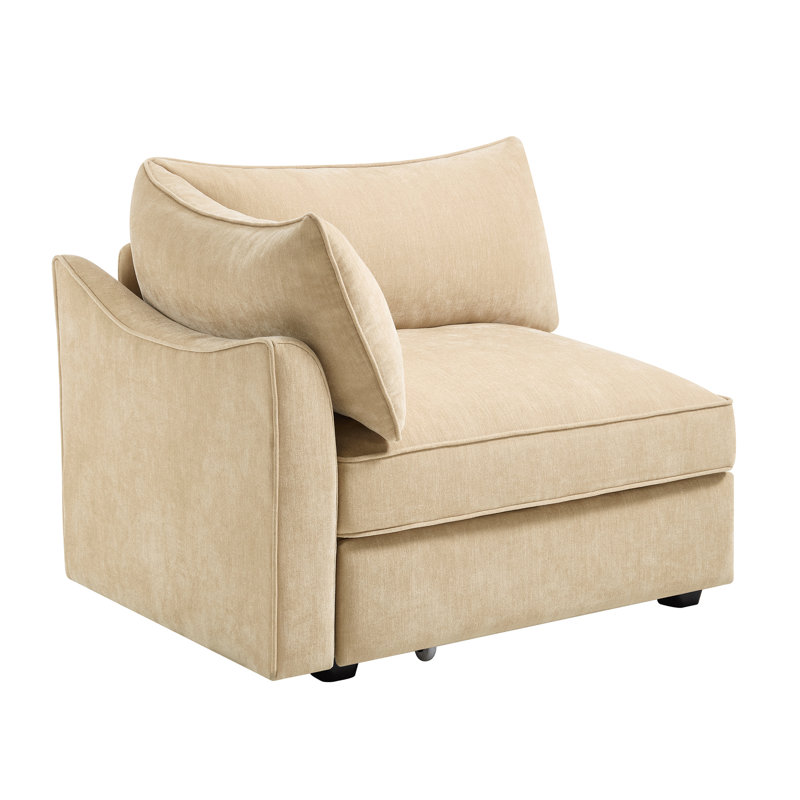 Chenille de blé 1 avec velours, accoudoir intégré et avec accoudoirs, siège escamotable avec repose-pieds, siège en forme de croissant unique, passepoil avec coussin d'accoudoir, repose-pieds intégré, confortable
