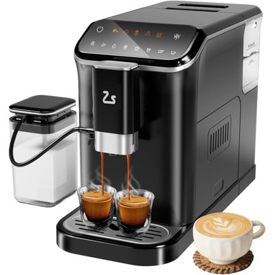 Fully Automatic Espresso Machine With Milk Frother Steam Wand, Built-in Grinder, Touch Screen Coffee Maker, 7 Coffee Varieties, Espresso & Coffee Machine Ideal For Home Baristas