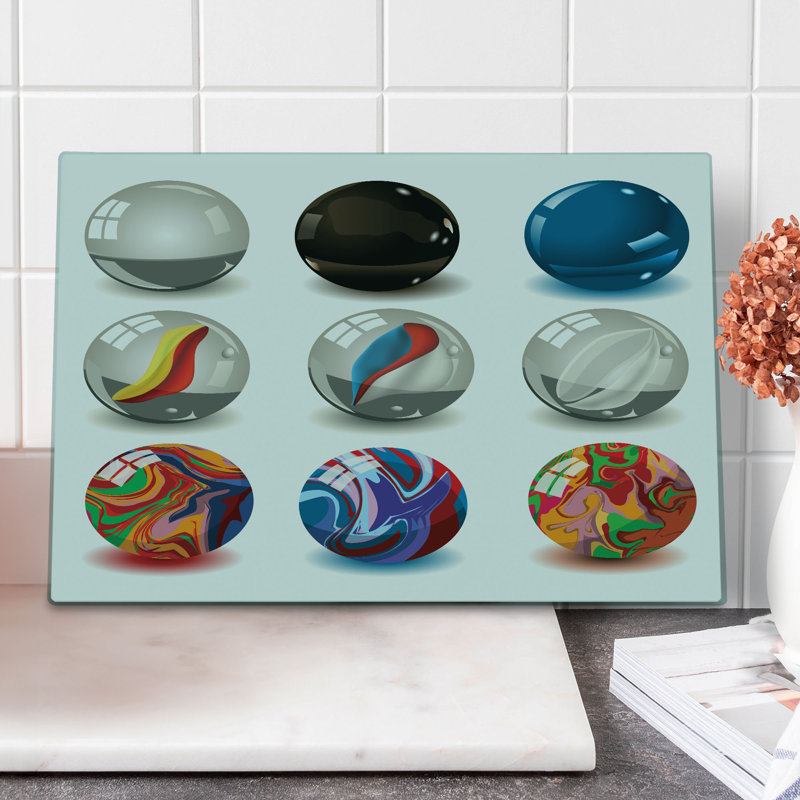 Ambesonne Pearls Cutting Board Large Size Marbles Bubble Art Multi