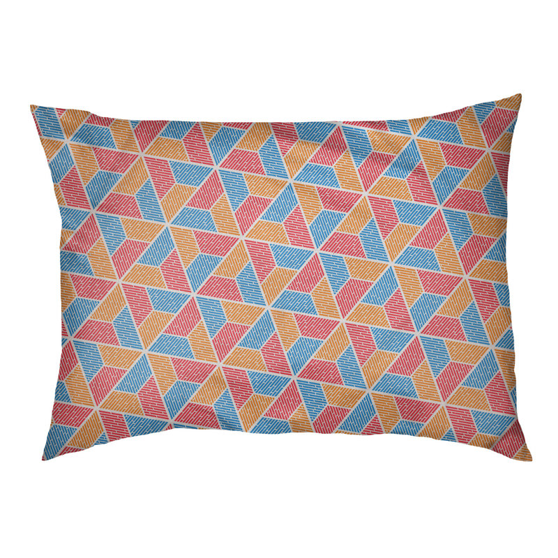 Coussin pour chien Byrge Trapezoids, Grand (l 40 po x P 30 po x H 32,5 po), Bleu, jaune et orange