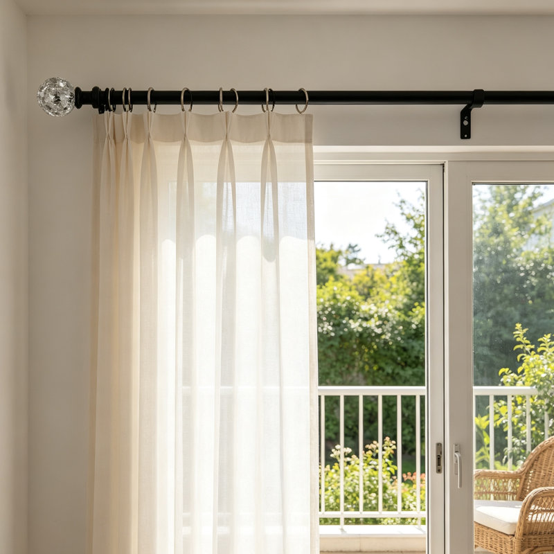 Natural 80cm to 218cm 1.9cm Single Curtain Pole