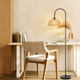 Aarzo 62" Arched/Arc Rattan Floor Lamp