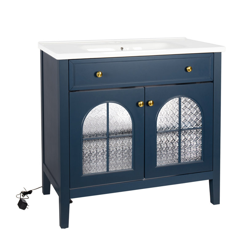 Armoire de salle de bain 35,6 po sans lavabo, Bleu