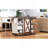55.5" Farmhouse Kitchen Island With Drop Leaf, Kitchen Storage Island With Barn Door, Power Outlet, Rolling Kitchen Cart On Wheels With Spice Rack, For Home, Kitchen, Dining Room