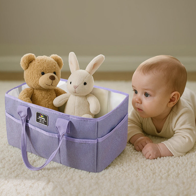 Organisateur de couches portatif avec diviseurs amovibles, rangement pour chambre de bébé grande capacité, Lavender