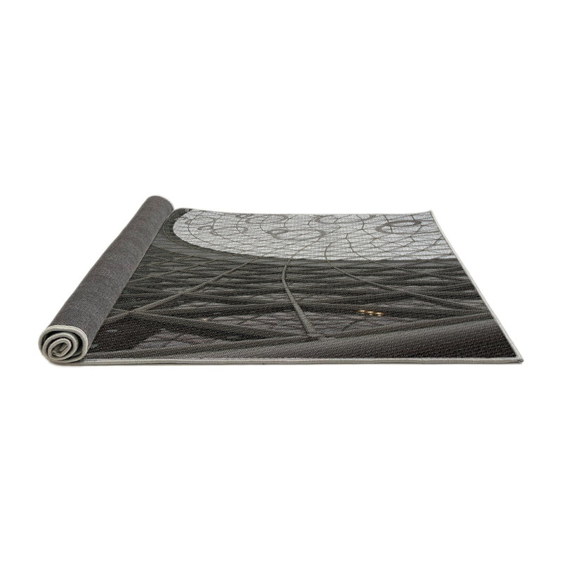 Tapis gris tissé à la machine, Rond 8 pi
