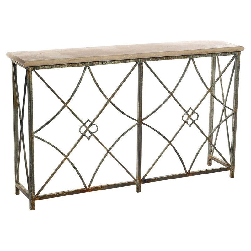 Console Boxwoods, Haute mer, Travertin léger, H 34 po x l 58 po x P 13 po